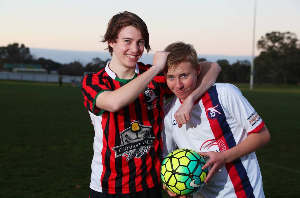 SIBLING RIVALRY: Trevaskis brothers James (left) and Harry will go head-to-head in Sunday's top-of-the-table Pascoe Cup clash between Lake Albert and Henwood Park. Picture: Emma Hillier