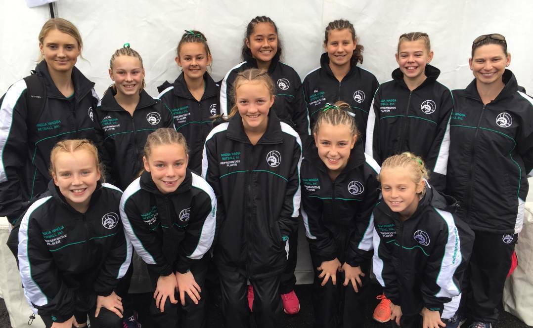 WAITING GAME: Wagga Netball's under-12 team during the 2019 Junior State Titles. 