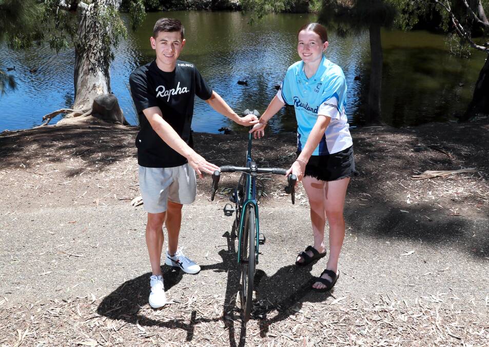 LEG UP: Myles Stewart and Rebel Brooker have received a scholarship from Tolland Cycling Club which will cover some of their competition costs. Picture: Les Smith