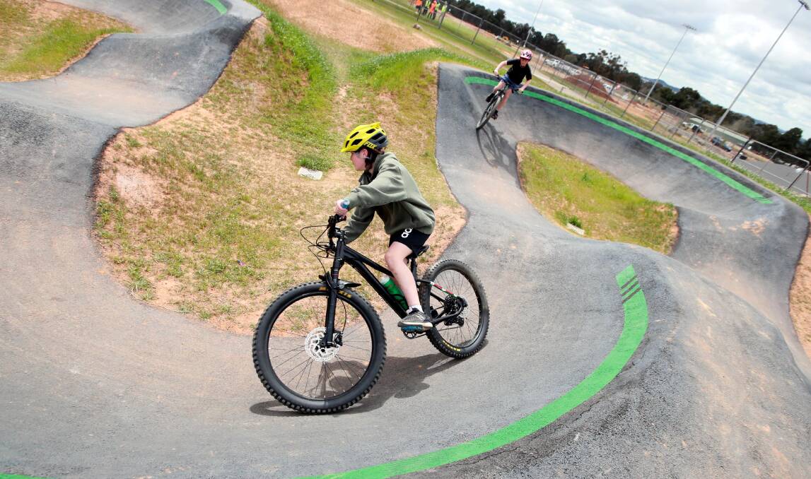 POPULARITY BOOM: Archer Horsley and Oliver Kimber tested out one of the new tracks at Wagga's Multisport Cycling Complex at Pomingalarna recently. Picture: Les Smith