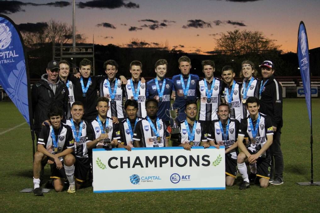 SWEET SUCCESS: Wagga City Wanderers under 18s celebrate after their 7-1 grand final victory on Sunday night.