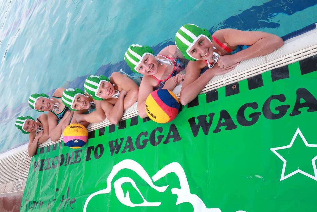 CHAMPIONSHIP READY: Wagga water polo players competing in this weekend's NSW Country Championships include Lucy Hall, 12, Ella Creighton, 12, Rory Middleton, 14, Archie Stoll, 13, Olivia Cecchini, 12 and Beatrice Wilson, 11. Picture: Les Smith