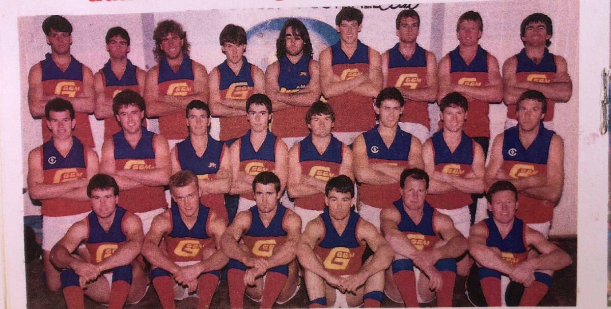 MEMORIES: Coolamon co-coach Mark Carroll (front row, fourth from left) in Ganmain-Grong Grong-Matong's 1992 premiership side. Picture: GGGM Lions