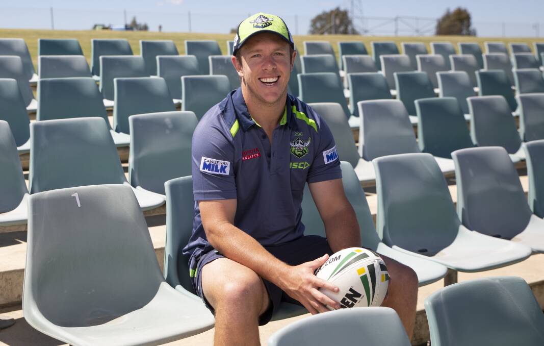 EXCITED: Canberra Raiders player Sam Williams was in Wagga
on Monday to spruik the beginning of ticket sales for April's clash
with Melbourne at Equex Centre. Picture: Madeline Begley