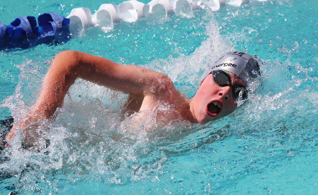 Xavier Spiers, 12 of St Mary's Yoogali competes at the Diocesan/Riverina Associated Schools swimming carnival at Oasis Aquatic Centre on Wednesday. Picture: Emma Hillier