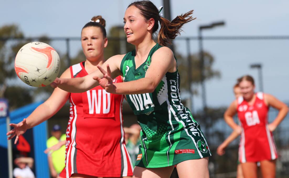 STILL ALIVE: Coolamon's Jessie Halden at work during the Hoppers' elimination final win over Griffith on Sunday. Picture: Emma Hillier