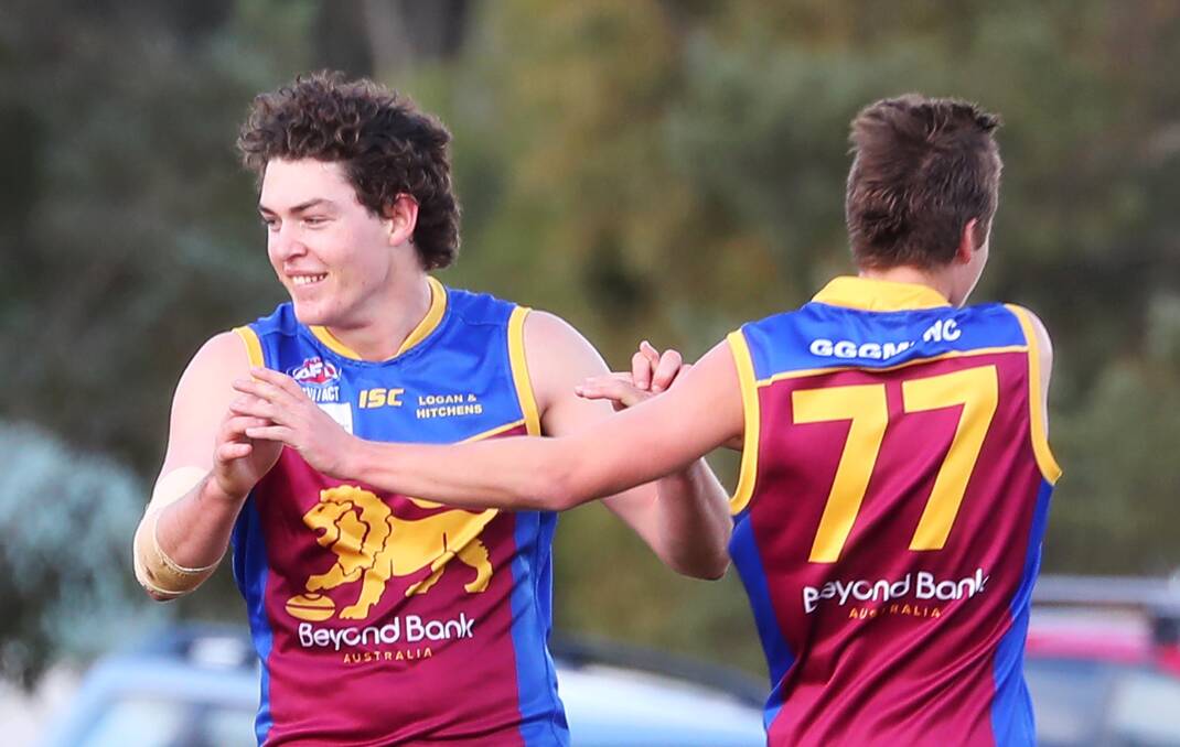DOMINANT: Riley Corbett kicked seven goals in Ganmain-Grong Grong-Matong's 87-point win over Turvey Park. Picture: Emma Hillier