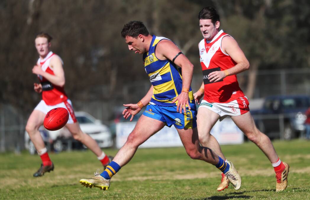 IN DOUBT: Dom Bunyan hurt his hamstring in MCUE's win over Griffith on Saturday. Picture: Emma Hillier