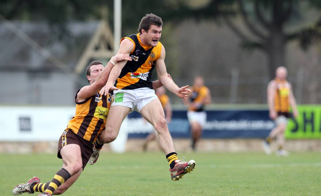 TESTING HIMSELF: Tom Yates during his Albury Tigers days. Picture: The Border Mail 