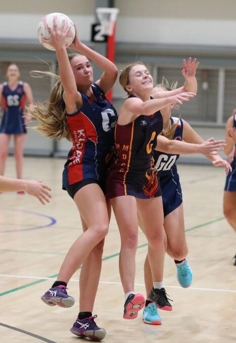 Kildare Catholic College finally ended Mater Dei Catholic College's netball dynasty with a 28-21 win. Pictures: Les Smith.