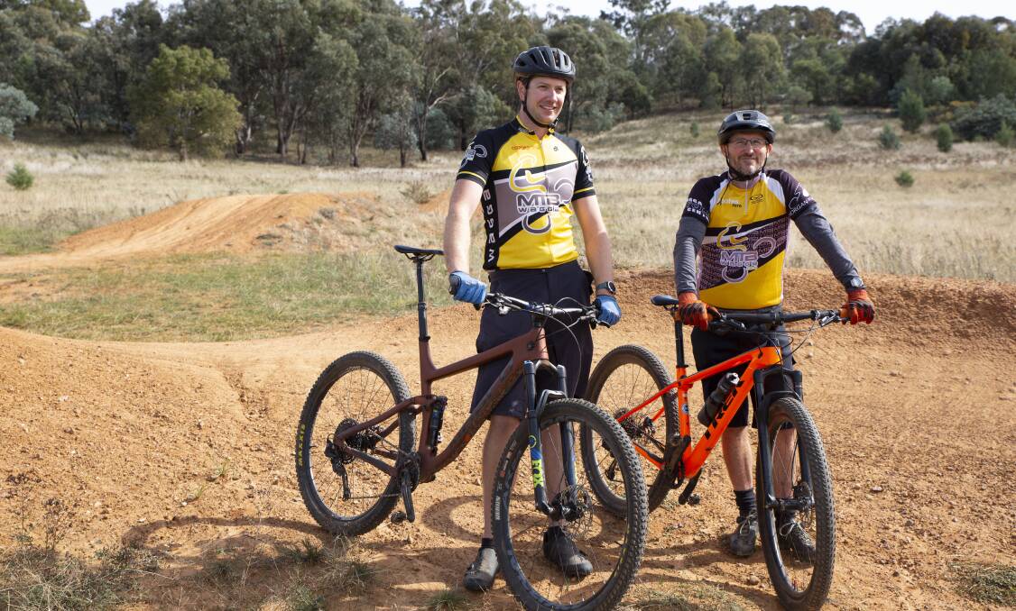 COUP: Mountain Bike Wagga secretary Nathan Gregor (left) and member Rob Owers are excited two national level events will be staged at Pomingalarna. Picture: Madeline Begley