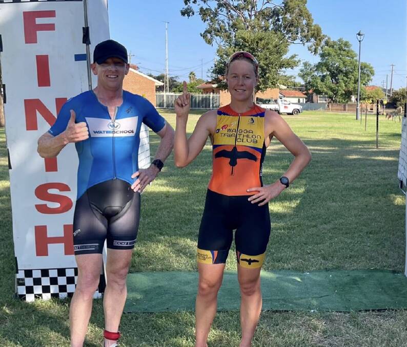 WINNERS: Annabel White took out overall honours at West Wyalong Triathlon, ahead of Brad Hart. 