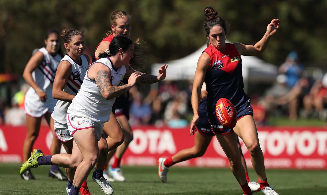 BULLISH: Wagga product Gabby Colvin is confident Melbourne can bounce back from their AFLW loss to Adelaide. Picture: Getty Images 