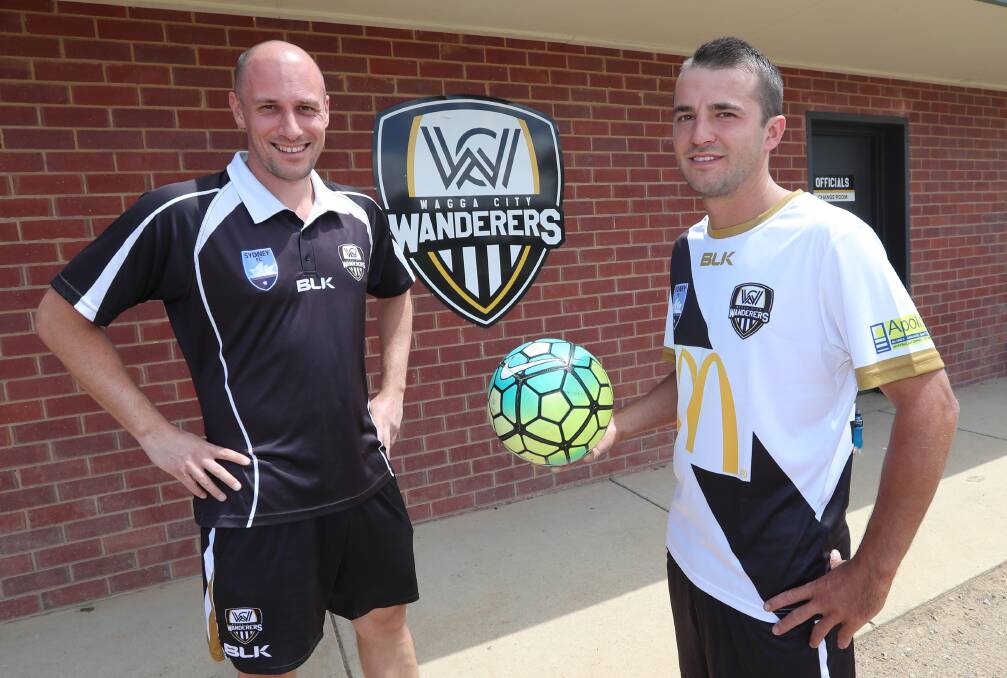 FRESH START: Ross Morgan (left) has stepped down as coach of the Wagga City Wanderers men's team after two seasons. Picture: Les Smith