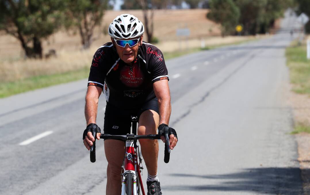 Tolland Cycling Club's Peter Treloar won the opening stage of the Tour de Riverina at Uranquinty on Sunday. Pictures: Emma Hillier