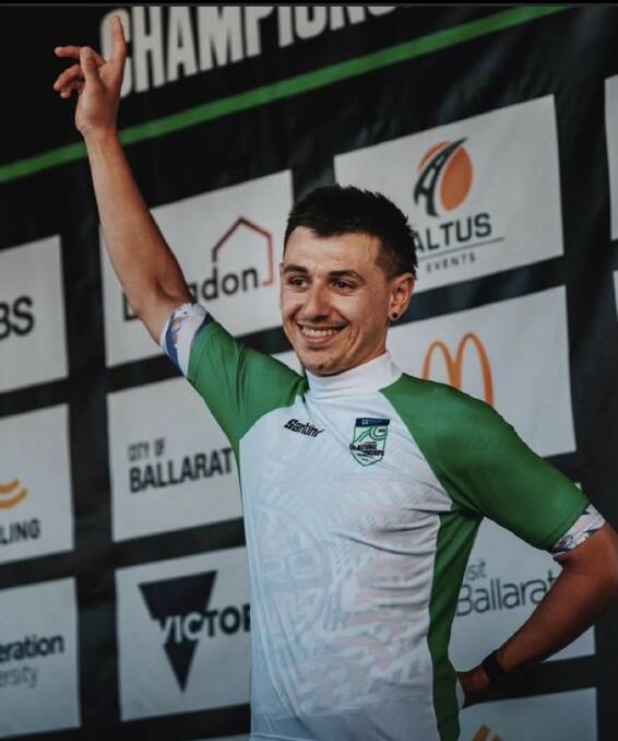 MISSION ACCOMPLISHED: Myles Stewart after claiming the elite men's criterium sprinter's jersey. 