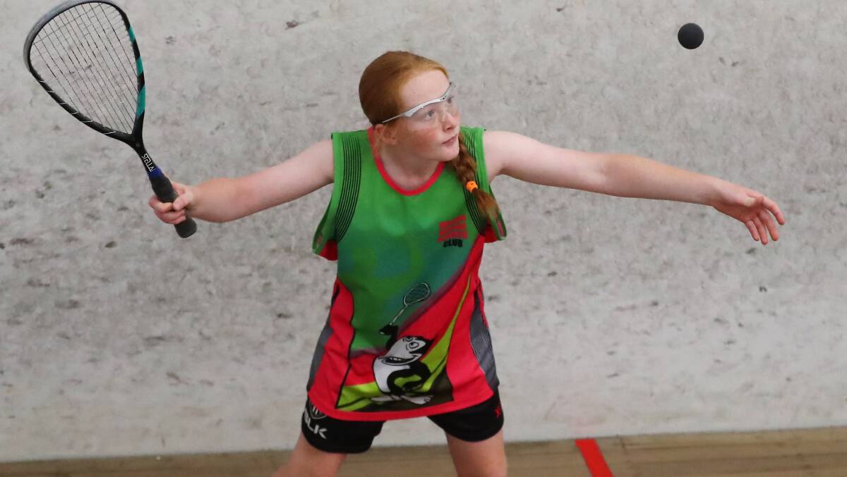GOOD CAUSE: Ethan Barrell lines up a shot during Wagga Squash Clubs inaugural 'squash-a-thon' on Saturday, which raised money for bushfire victims. Picture: Emma Hillier