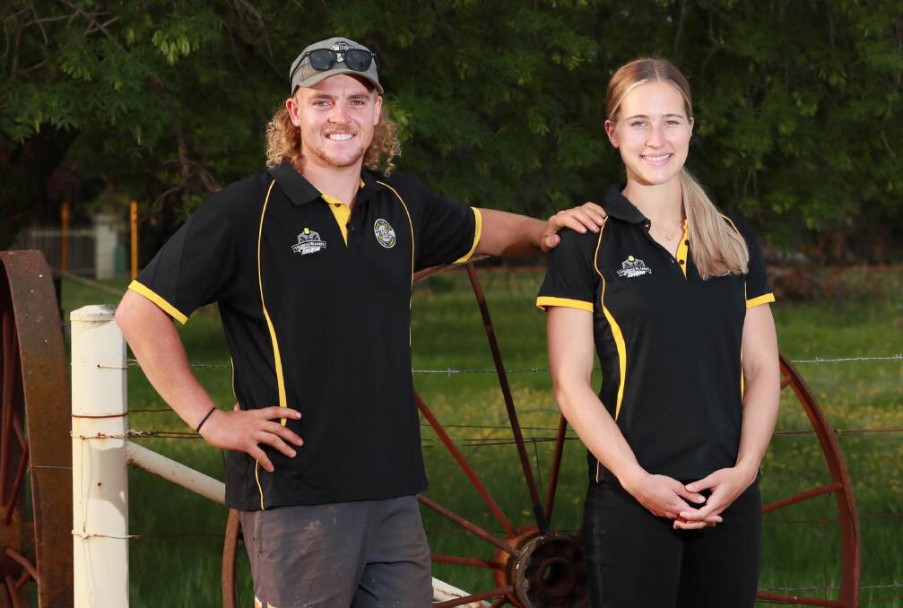 FINALS COUPLE: Wagga Tiger Brendan Myers and
girlfriend Rhiannon Podmore are competing in football
and netball first grade grand finals for the club
on Saturday. Picture: Les Smith 