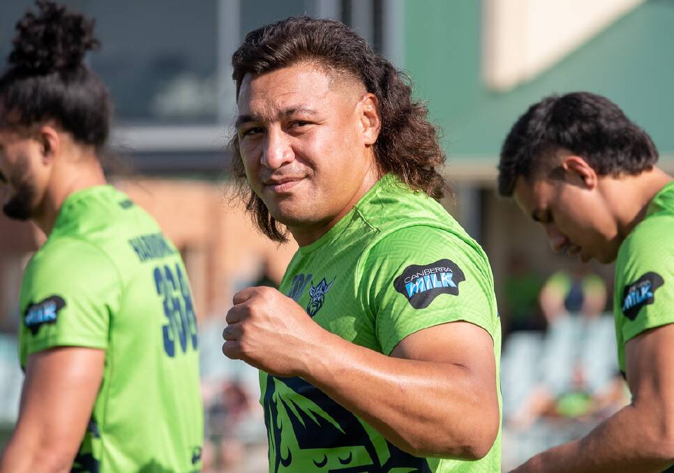 READY TO MUSCLE UP: Canberra Raiders prop Josh Papalii at training in Wagga on Friday. Picture: Canberra Raiders