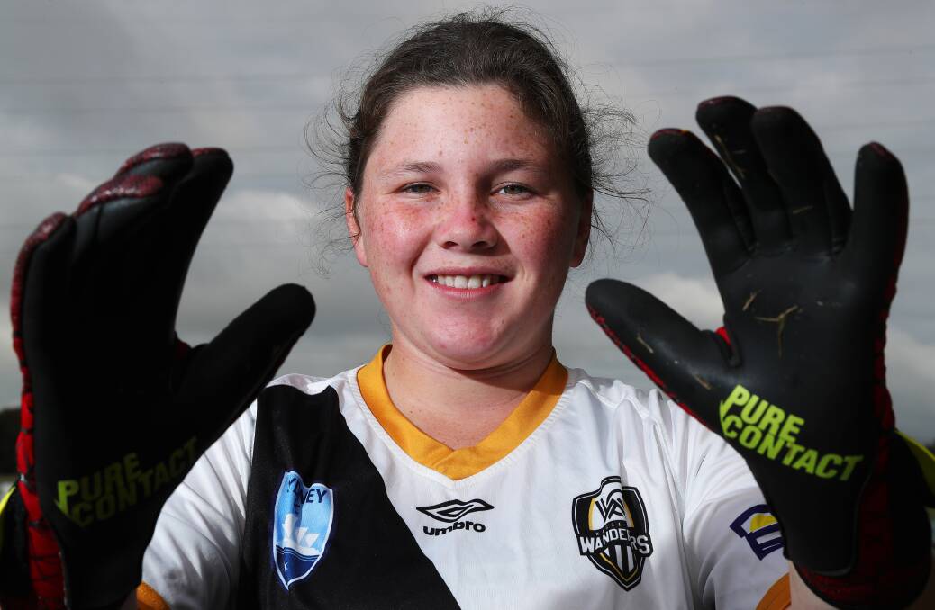 PLAYING FOR KEEPS: Wagga City Wanderers junior goalkeeper Ebony Warner-Chilstone. Picture: Emma Hillier