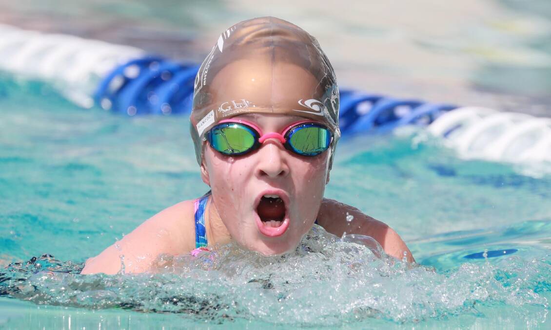 Isla Galloway, ten, won the 11 year girls age championship at North Wagga Public School's swimming carnival on Thursday. Picture: Les Smith