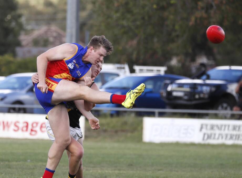 DOMINANT: George Alexander booted nine goals in Ganmain-Grong Grong-Matong's big win over Wagga Tigers. Picture: Les Smith