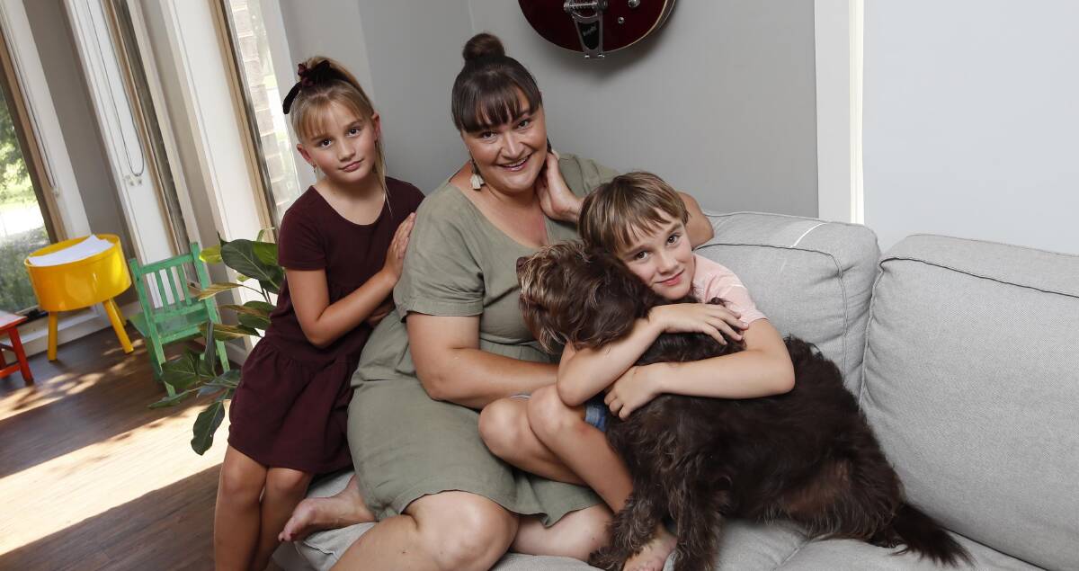 CHALLENGING TIME: Natasha Coetzee with her children, Theo McDonald, seven and Mimmy McDonald, eight in February. Picture: Les Smith