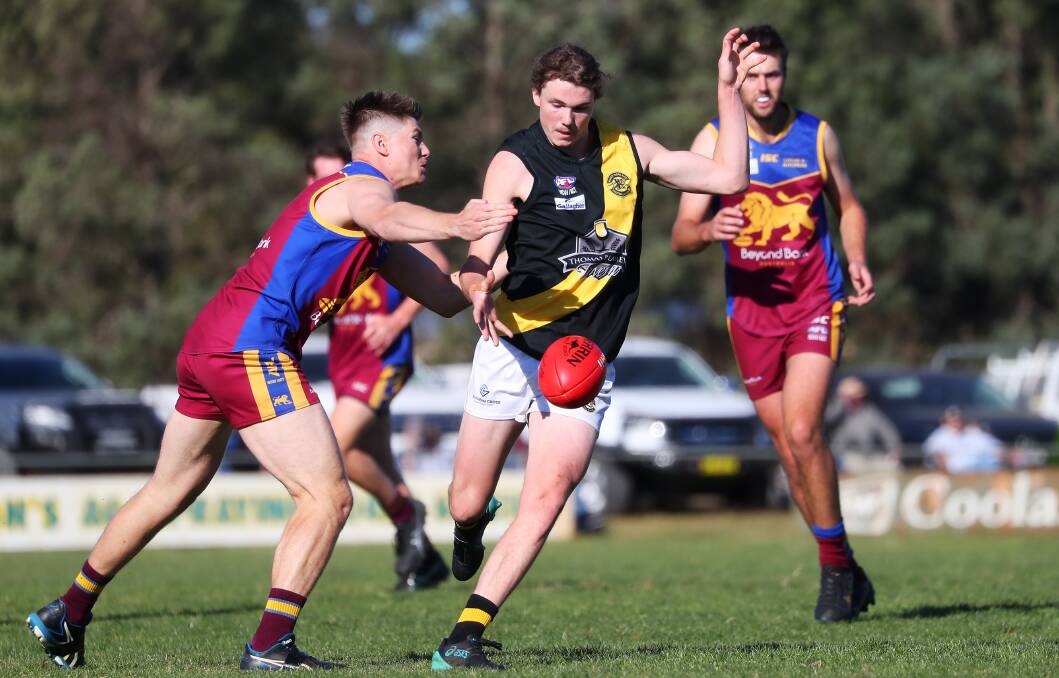 MAKING PROGRESS: Wagga Tigers youngster Isaac Bennett in action against Ganmain-Grong Grong-Matong earlier this year. Picture: Emma Hillier