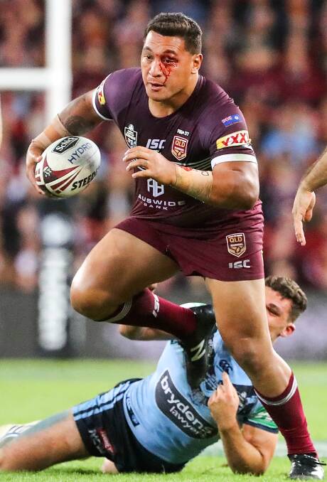 LEADING FROM FRONT: Queensland forward Josh Papalii. Picture: AAP Image/Glenn Hunt.