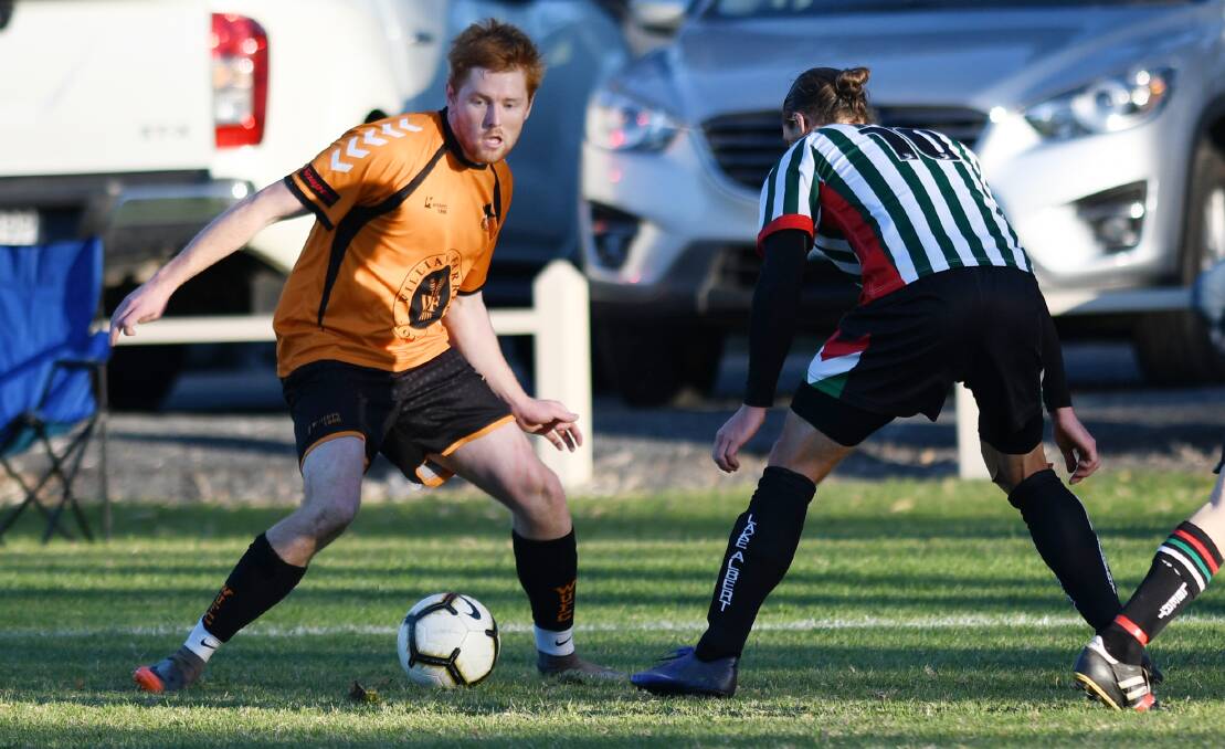 CLUB CHANGE: Tyler Allen playing for Wagga United in last year's Pascoe Cup. 