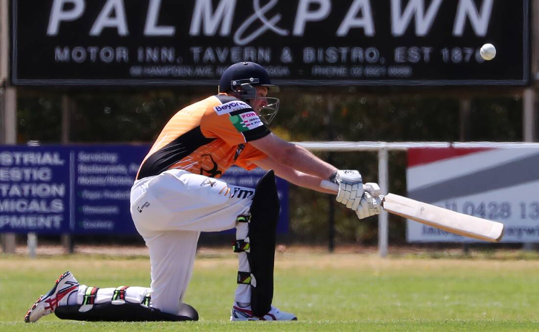 CRICKET'S BACK: Wagga RSL opening batsman Sam Perry in action during Sunday's Twenty20 loss to Wagga City. Picture: Emma Hillier