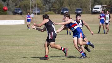 EXTRA EFFORT: Turvey Park's Baxter Wallett chases down a North Wagga player during a trial match earlier this year. Picture: Madeline Begley