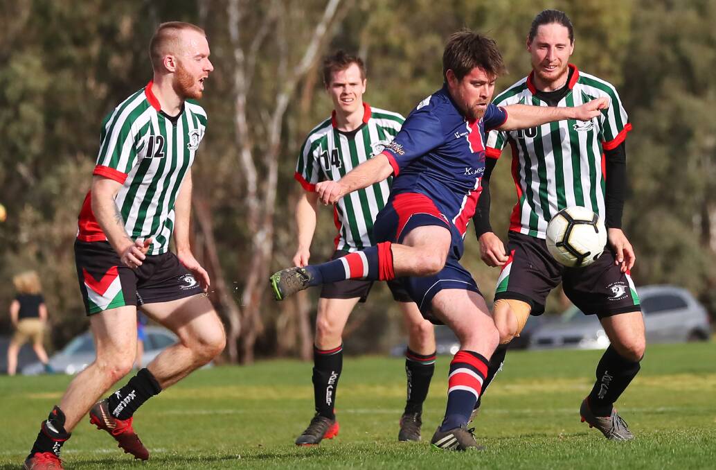 UNLUCKY: Henwood Park coach Matt Menser had a penalty saved by Lake Albert keeper Hayden Callander in their extra time loss in the Pascoe Cup qualifying final. Picture: Emma Hillier