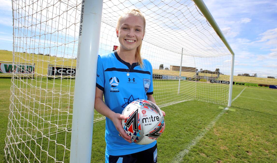 WAGGA BOUND: Sydney FC defender Elizabeth at Equex Centre during a promotional visit last month. Picture: Les Smith