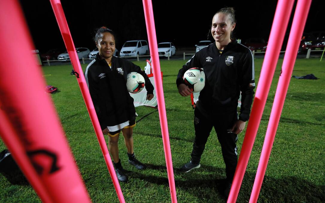 Wanderers captain Suze Waia and recruit Miranda Walker. Picture: Les Smith