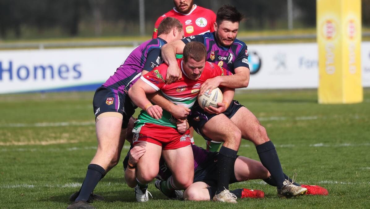 IN FORM: Brothers back rower Connor McCauley takes a hit-up during his team's win over Southcity at Equex Centre on Sunday. Picture: Emma Hillier