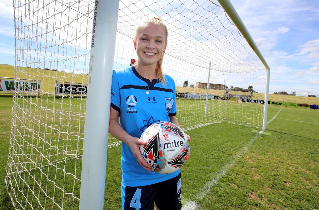 READY: Sydney FC W-League defender Elizabeth Ralston at Equex Centre on Thursday to promote November's W-League trial against Newcastle. Picture: Les Smith