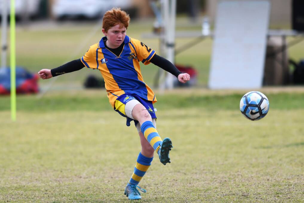 THROUGH TO FINAL: South Wagga's Jude Vennell takes a kick during his side's Sydney FC Cup semi final clash with Wagga Wagga Public School on Thursday. 