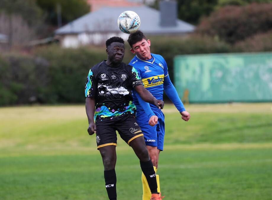 WELCOME RETURN: Midfielder Jacob Ochieng (left) is back from injury for Wagga City Wanderers' trip to Queanbeyan on Saturday afternoon. 