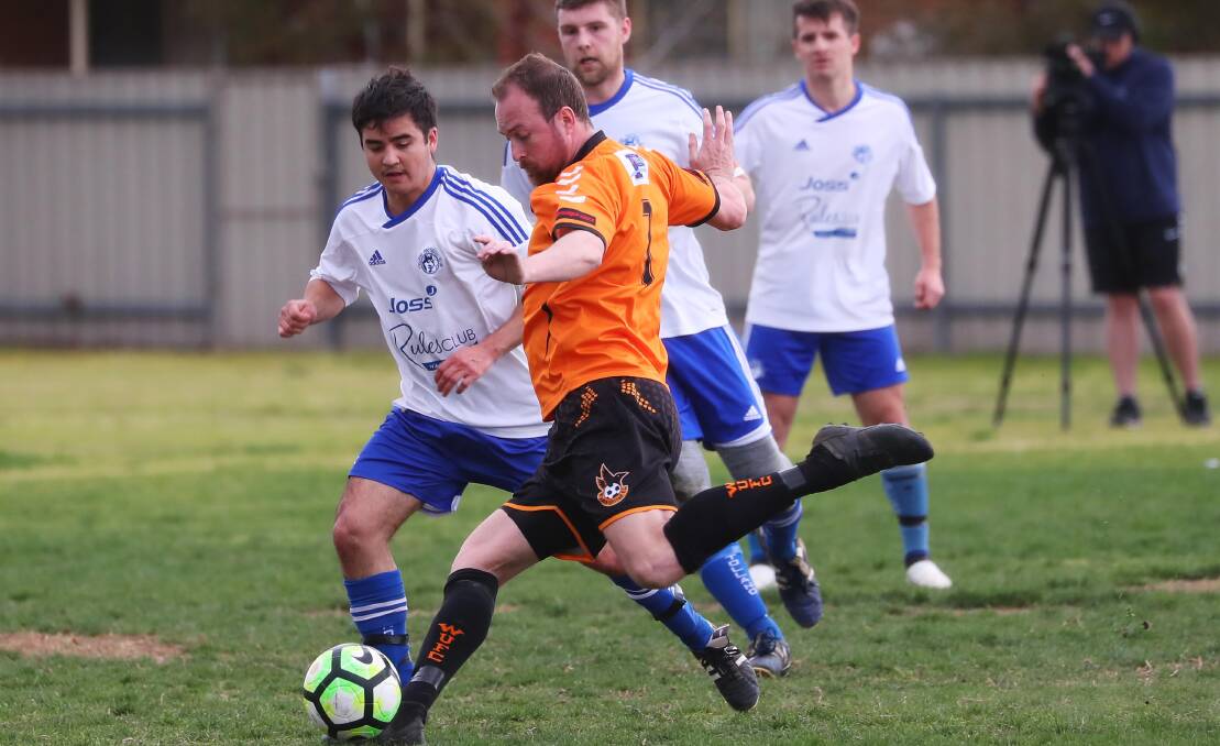 CAPTAIN'S KNOCK: Wagga United co-captain Lincoln Weir played with a dislocated shoulder in Sunday's 3-0 win over Tolland. 