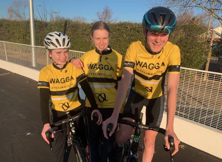 PEDAL POWER: Rhys Thomas, Amy Combs and Luke Nixon wlll compete at this weekend's state road championships. 
