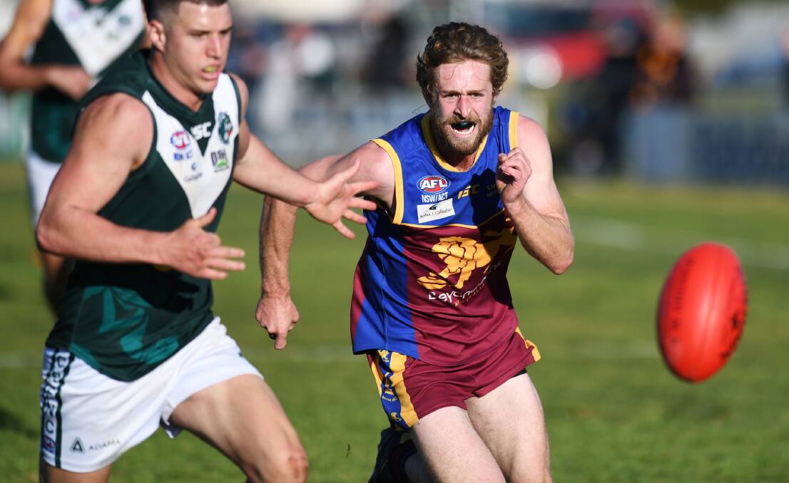 KEEN TO PLAY: Ganmain-Grong Grong-Matong's Jesse Lander chases down the ball during a game against Coolamon last year. 