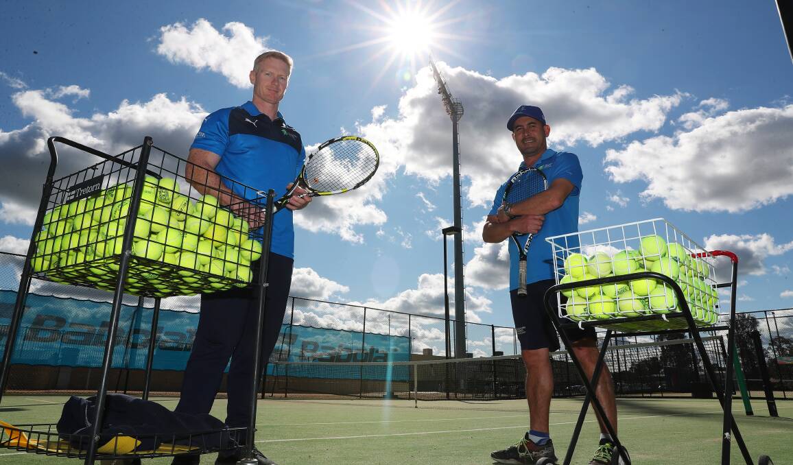 EVENT COUP: Southern Sports Academy chief executive Mark Calverley and Jim Elphick Tennis Centre coach Tom Denahy last year. 