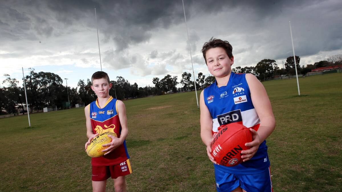 HOLDING HOPE: Under-12s players Cooper Higgins (GGGM ) and Indy Wallett (Turvey Park) are hopeful of playing finals. Picture: Les Smith