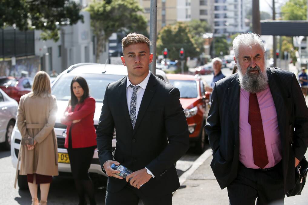 Callan Sinclair fronted Wollongong District Court to hear the opening submissions of his sex assault trial. Picture: Anna Warr