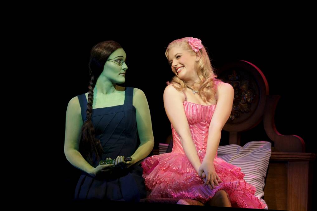 LOCAL FLAVOUR: Jemma Rix as Elphaba and Lucy Durack as Glinda in Wicked. Photo by Jeff Busby 