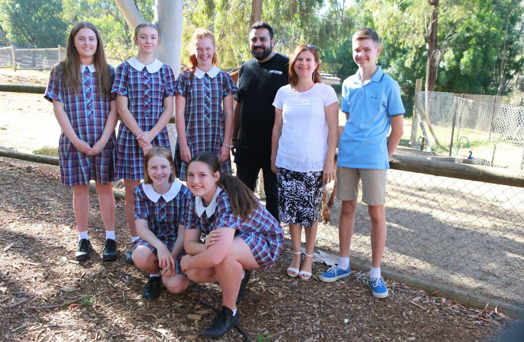 Comedian Dane Simpson runs workshops with Kildare Catholic College students to prepare them for the Wagga heat of Class Clowns. Picture: Josh Lang