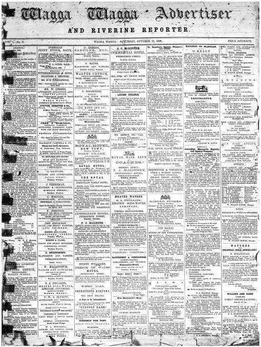 The first edition of The Daily Advertiser, originally known as the Wagga Wagga Advertiser. 