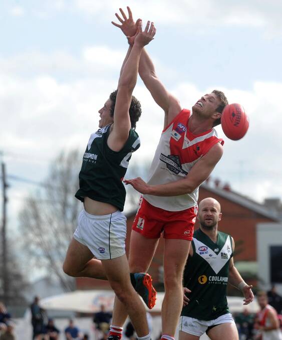LEADER: Griffith captain James Toscan in action against Coolamon in the elimination final. The Swans will be out to continue their charge in Sunday's preliminary final. Picture: Laura Hardwick