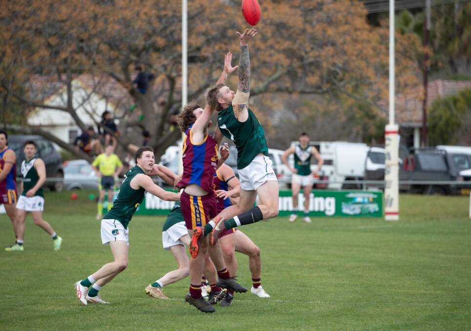 Matt McGowan rucks for Coolamon against Ganmain-Grong Grong-Matong during the year. Picture by Madeline Begley